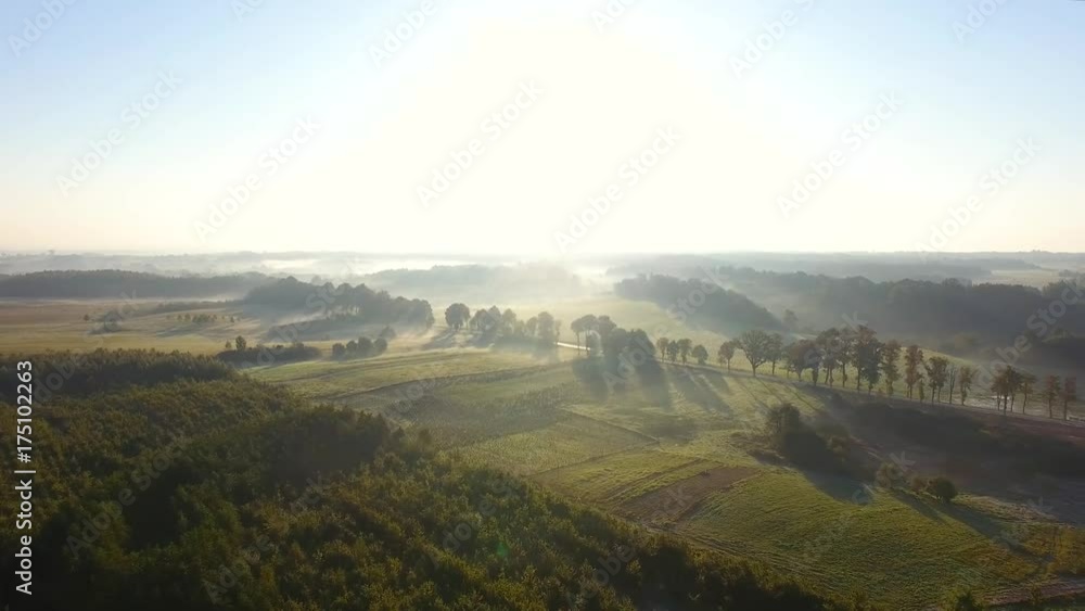 Misty countryside, top view Misty countryside, top view