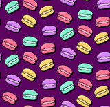 Macarons doodle colorful seamless vector pattern