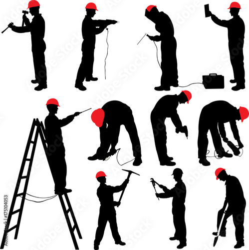 worker silhouettes collection - vector