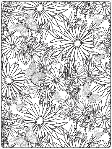 Floral seamless pattern with butterflies and bees in realistic botanical style. Print