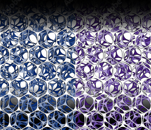 Vector 3D patterns resembling interwoven mesh, bone marrow or a foam structure. Two color versions of a seamless pattern fill. Works well with foreground or background gradients as shown.