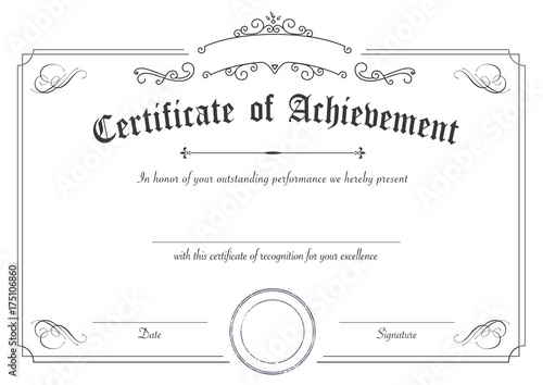 Classic and retro certificate of achievement paper template