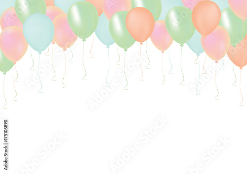 Pastel pink  orange  green and blue celebrate air pastic balloon