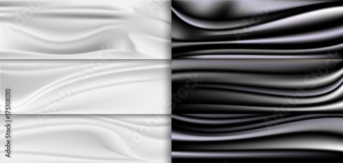 Abstract black and white satin background.