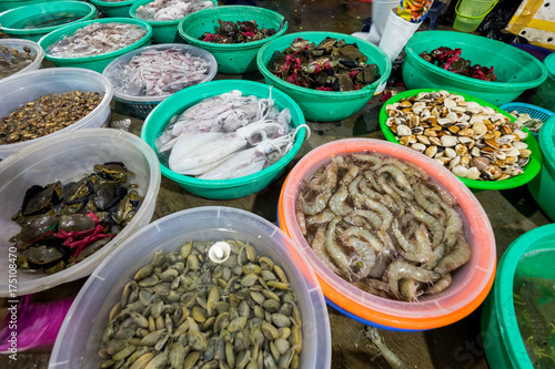 View of the seafood market in Can Gio, Vietnam. Can Gio is a small and peaceful  town near Ho Chi Minh city, located in South of Vietnam, Can Gio is famous for its landscape view and seafood