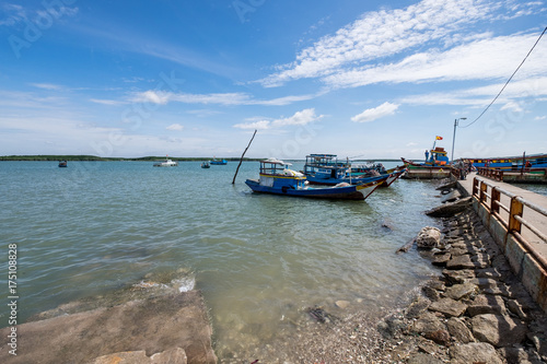 Scenery of the sea from a harbour in Can Gio, Vietnam. Can Gio is a small and peaceful town near Ho Chi Minh city, located in South of Vietnam, Can Gio is famous for its landscape view and seafood