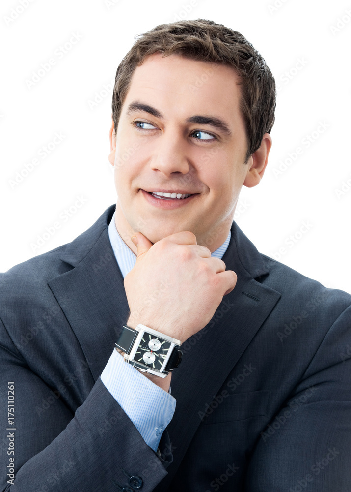 Thinking businessman, on white Thinking businessman, on white