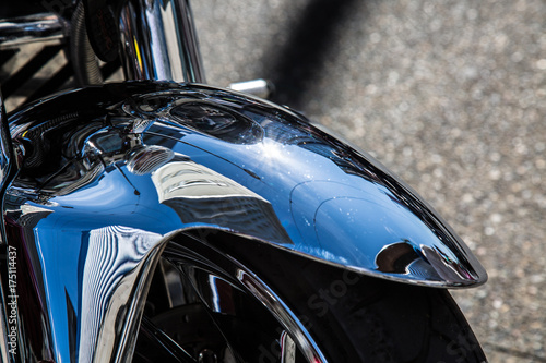 Futuristic bike polished chrome close up transportation 