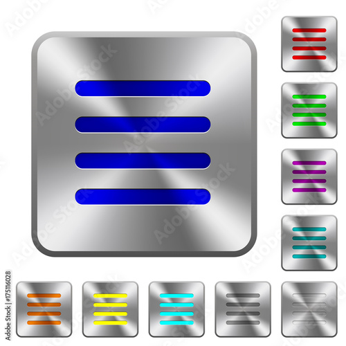 Text align justify rounded square steel buttons