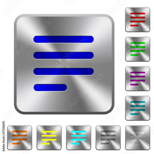 Text align justify last row left rounded square steel buttons