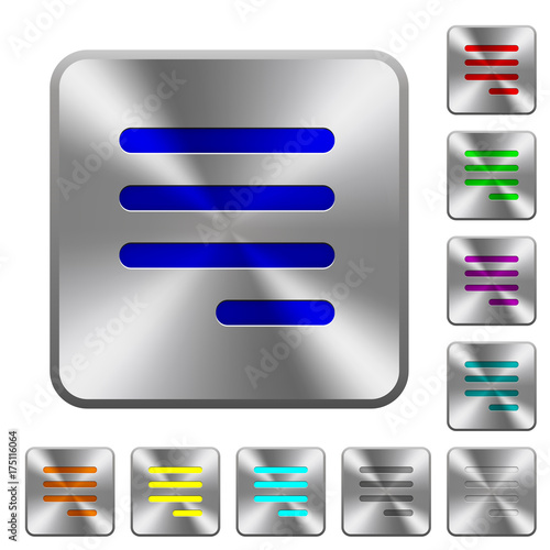 Text align justify last row right rounded square steel buttons