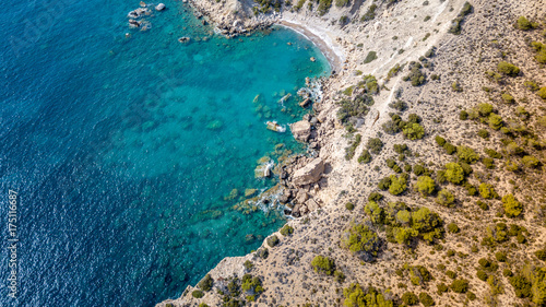 September 2017  Aerial View of Fourni Beach  Rodos island  Aegean  Greece