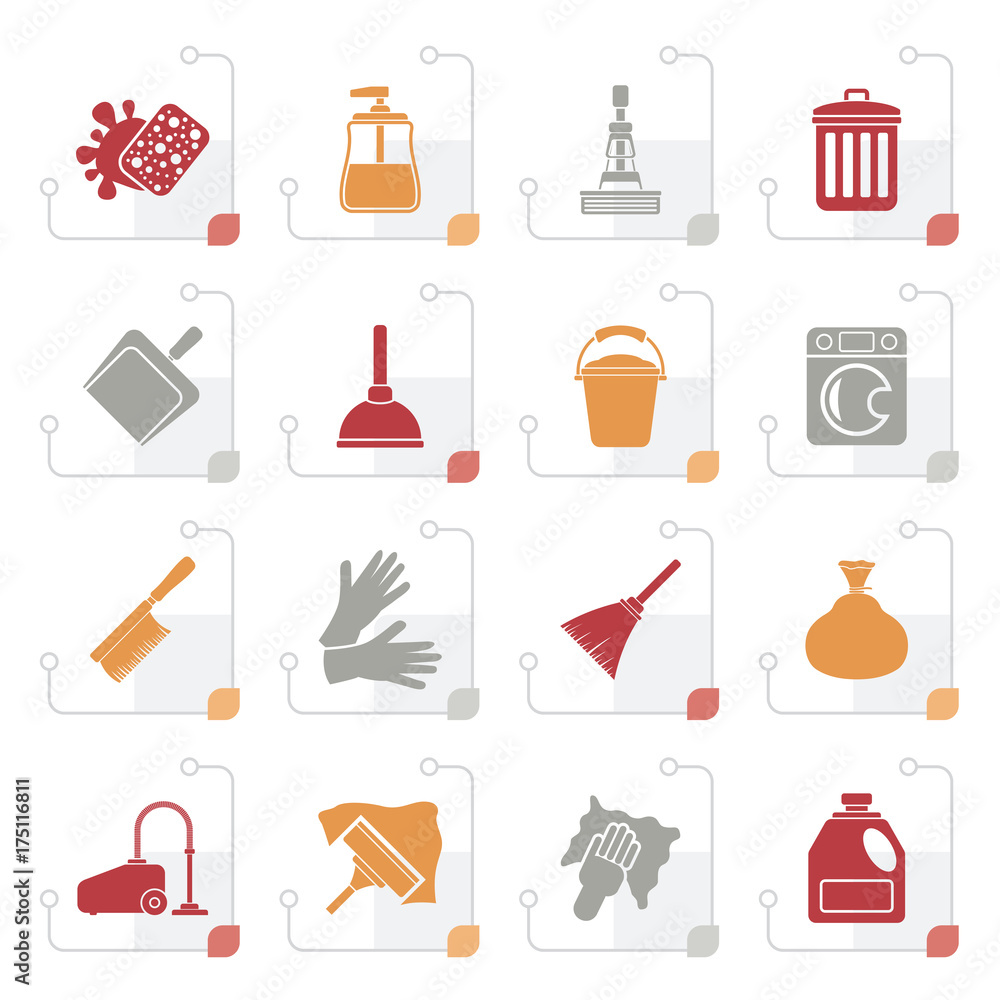 Stylized Cleaning and hygiene icons - vector icon set Stylized Cleaning and hygiene icons - vector icon set