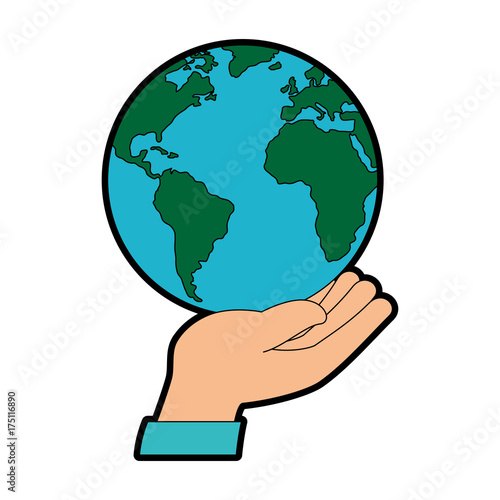 Wallpaper Mural hand human protection with world planet Torontodigital.ca