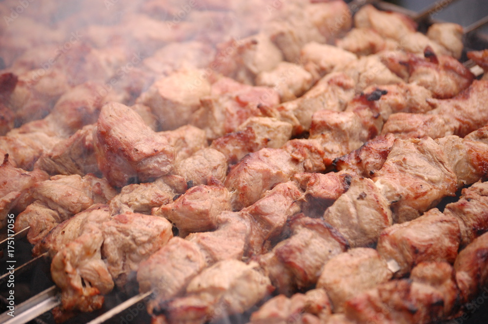 Schaschlick auf dem Grill russischer art Schaschlick auf dem Grill russischer art