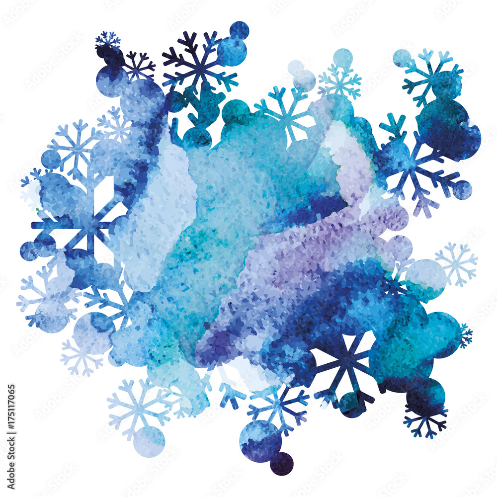 Bukiet śniegu, ręcznie malowane tła, fioletowy i niebieski obraz akwarela, streszczenie sztuki projektowania wektorowego <span>plik: #175117065 | autor: panimoni</span>