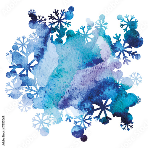Fototapeta Bukiet śniegu, ręcznie malowane tła, fioletowy i niebieski obraz akwarela, streszczenie sztuki projektowania wektorowego