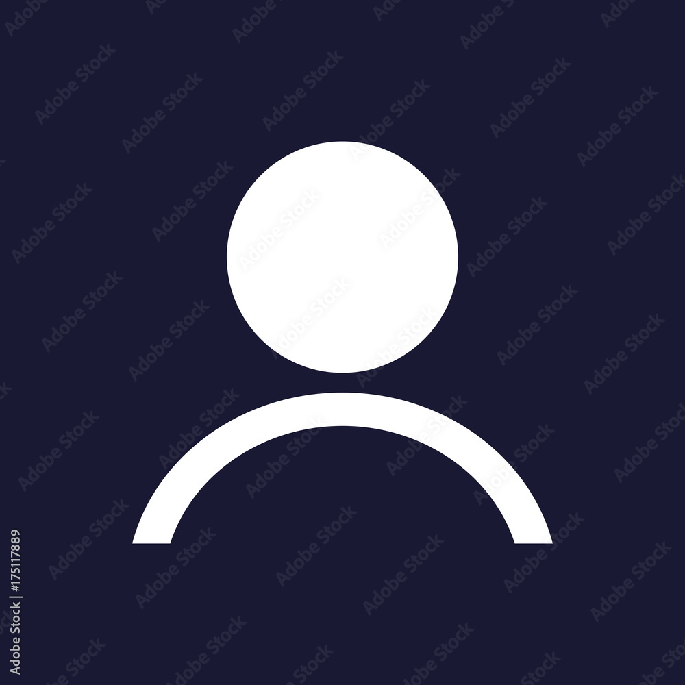 Vector image of a person icon. People icon. Vector white icon on dark
