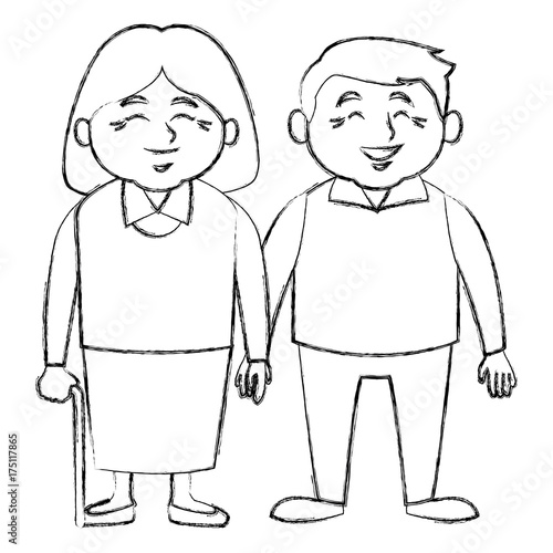 Cute grandparents couple cartoon icon vector illustration graphic design