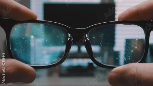 Realistic Augmented Reality Glasses Data Visualization with Desktop Background