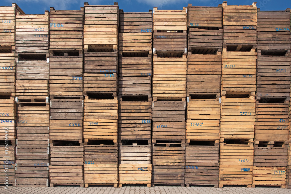 Wooden boxes wall Wooden boxes wall