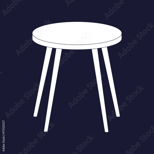 Vector image icon stool. Chair icon. Vector white icon on dark blue background.