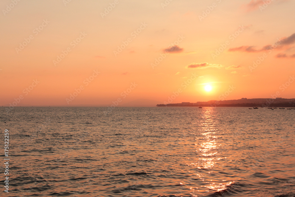 sunset sky above water - scenic sky over ocean  