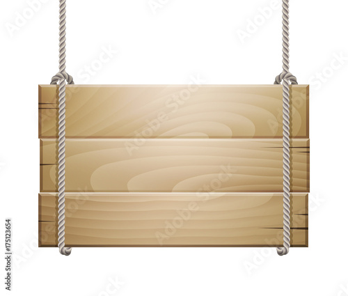 Wooden board sign hanging on a rope