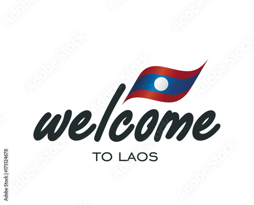 Welcome to Laos flag sign logo icon