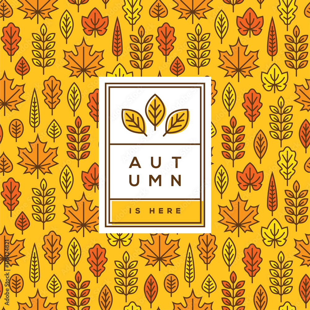 Fototapeta Bright autumn cover, packaging, banner or poster design.