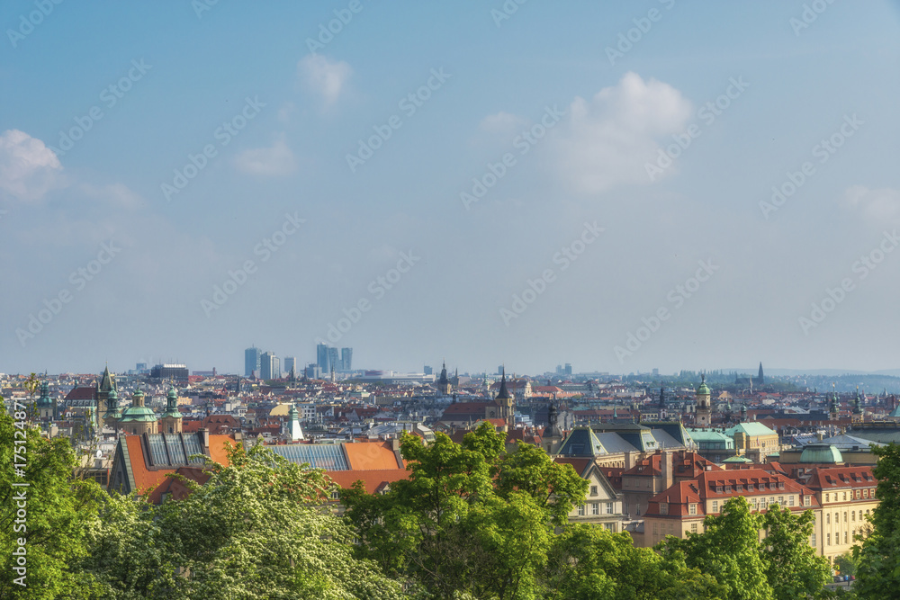 View of Prague with a new skyscrapers on the background, Czech republic