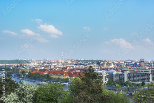 Panoramic view of Prague and Vltava river, Czech republic