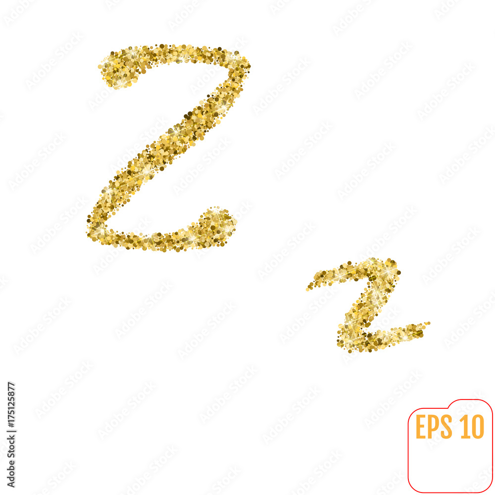Gold rush. Gold alphabetic letter z. Vector gold alphabet. Font with golden glitter. Letter Gold rush. Gold alphabetic letter z. Vector gold alphabet. Font with golden glitter. Letter