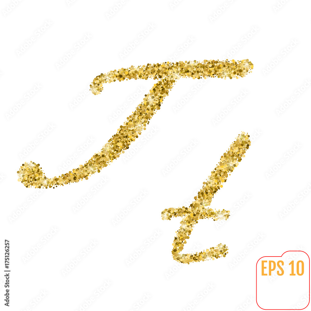 Gold rush. Gold alphabetic letter t. Vector gold alphabet. Font with golden glitter. Letter Gold rush. Gold alphabetic letter t. Vector gold alphabet. Font with golden glitter. Letter