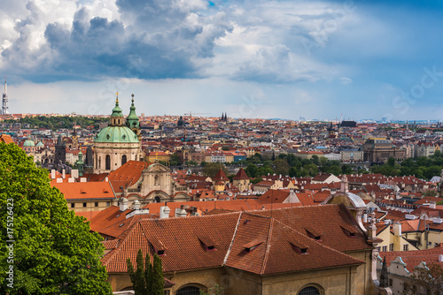 Cityscape of Prague in middle of the day with cloudy day