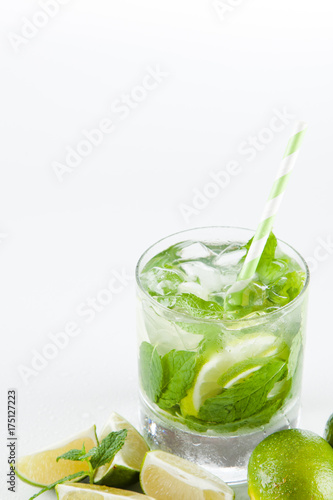 Mojito cocktail on white background