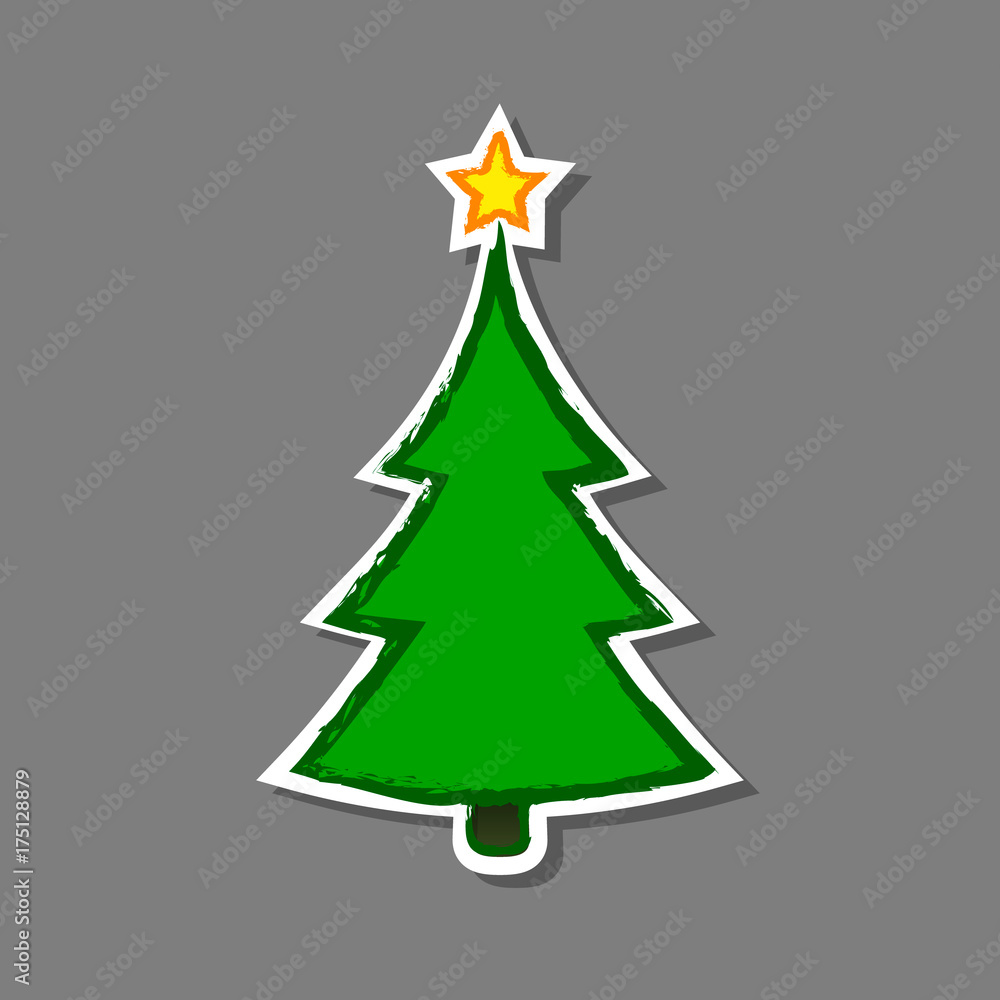 Christmas tree Sticker, vector isolated grunge illustation Christmas tree Sticker, vector isolated grunge illustation