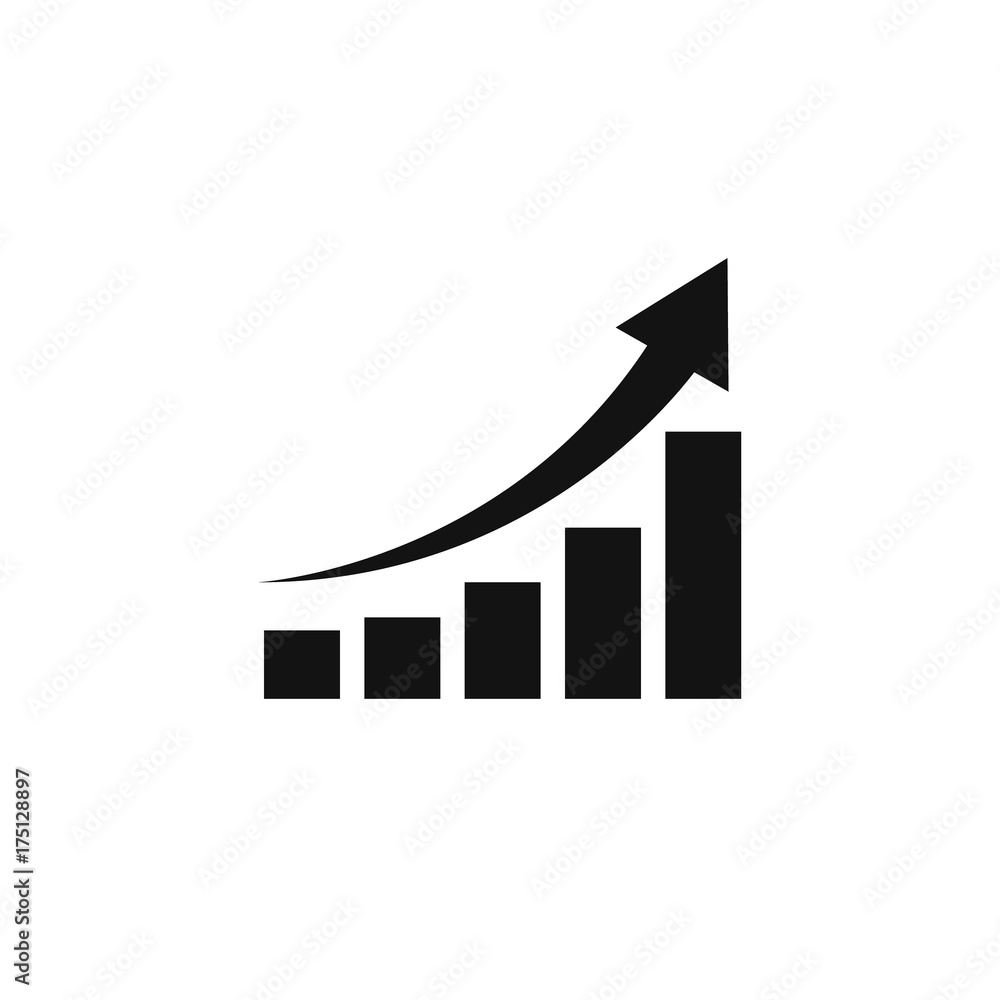 Growing graph icon, vector isolated flat style symbol Growing graph icon, vector isolated flat style symbol