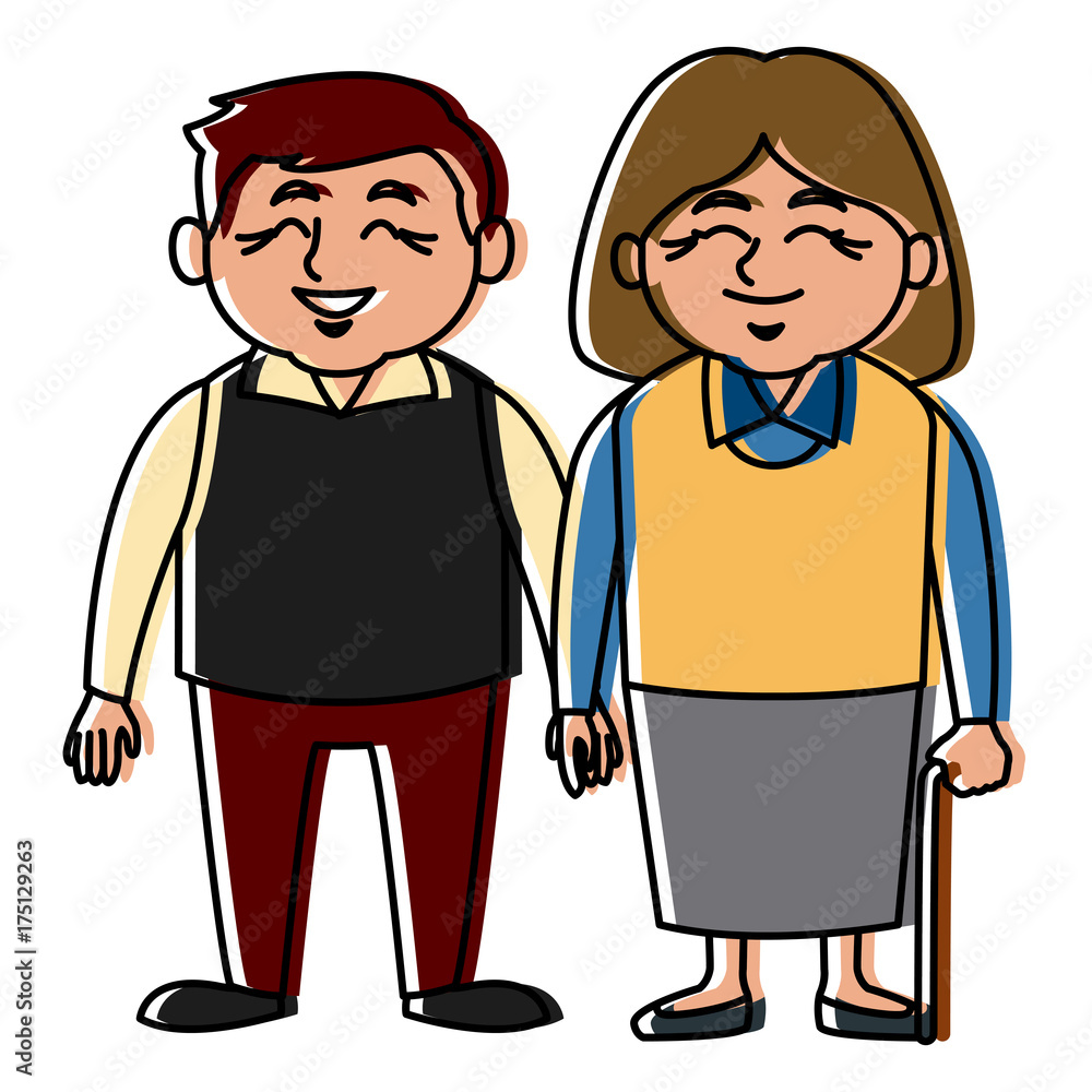 Cute grandparents couple cartoon icon vector illustration graphic design Cute grandparents couple cartoon icon vector illustration graphic design