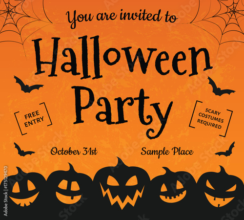 Hallowen Party - concept of invitation. Vector.