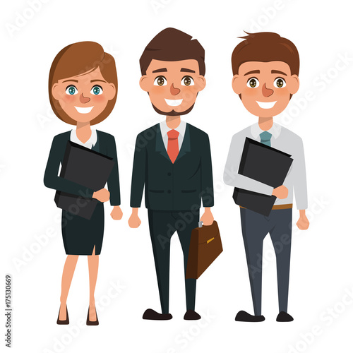 Business people teamwork with business men and business women. Vector illustration cartoon character.