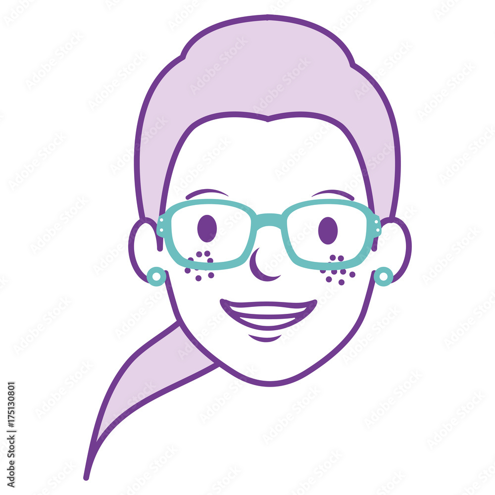 beautiful woman head with glasses avatar character