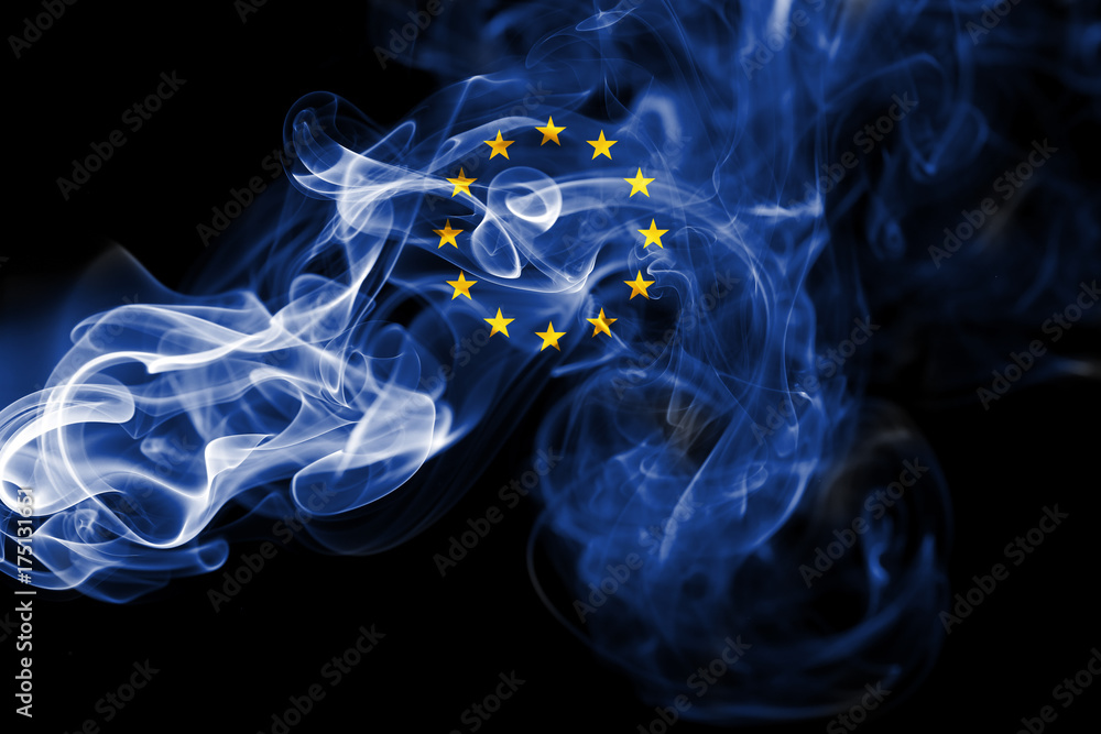 Fototapeta premium Eu smoke flag, european union