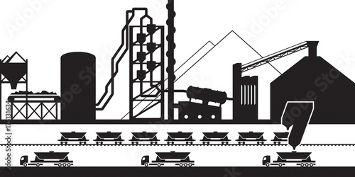 Cement production plant - vector illustration