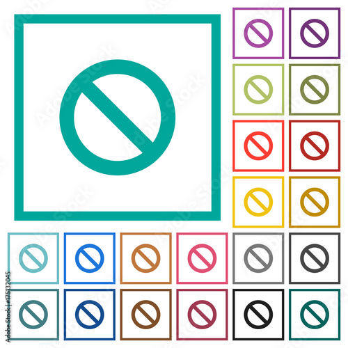 Blocked flat color icons with quadrant frames