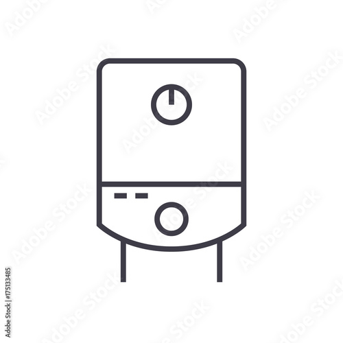 gas tank, water boiler vector line icon, sign, illustration on white background, editable strokes