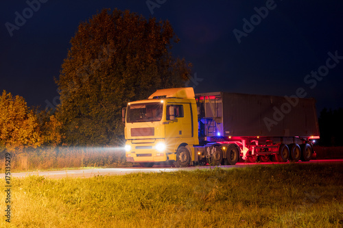 heavy truck in the night
