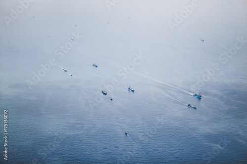 Ships in Straits of Singapore from the height