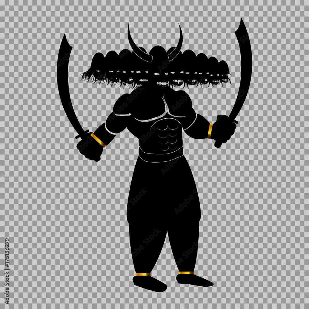eps 10 vector Happy Dussehra illustration. Silhouette of Ravana demon ...