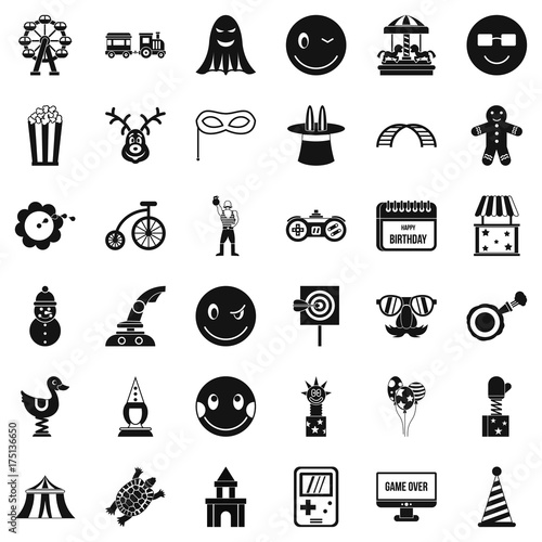 Funny icons set, simple style